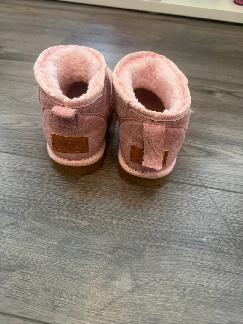 UGG Pink Suede Shearling Ankle Booties